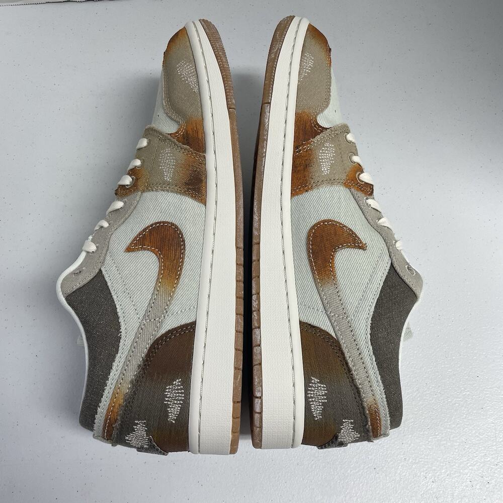 Air Jordan 1 Low Sail Light Bone IM6664 991 Size 10 Distressed Brown Orange Shoe - Picture 4 of 7